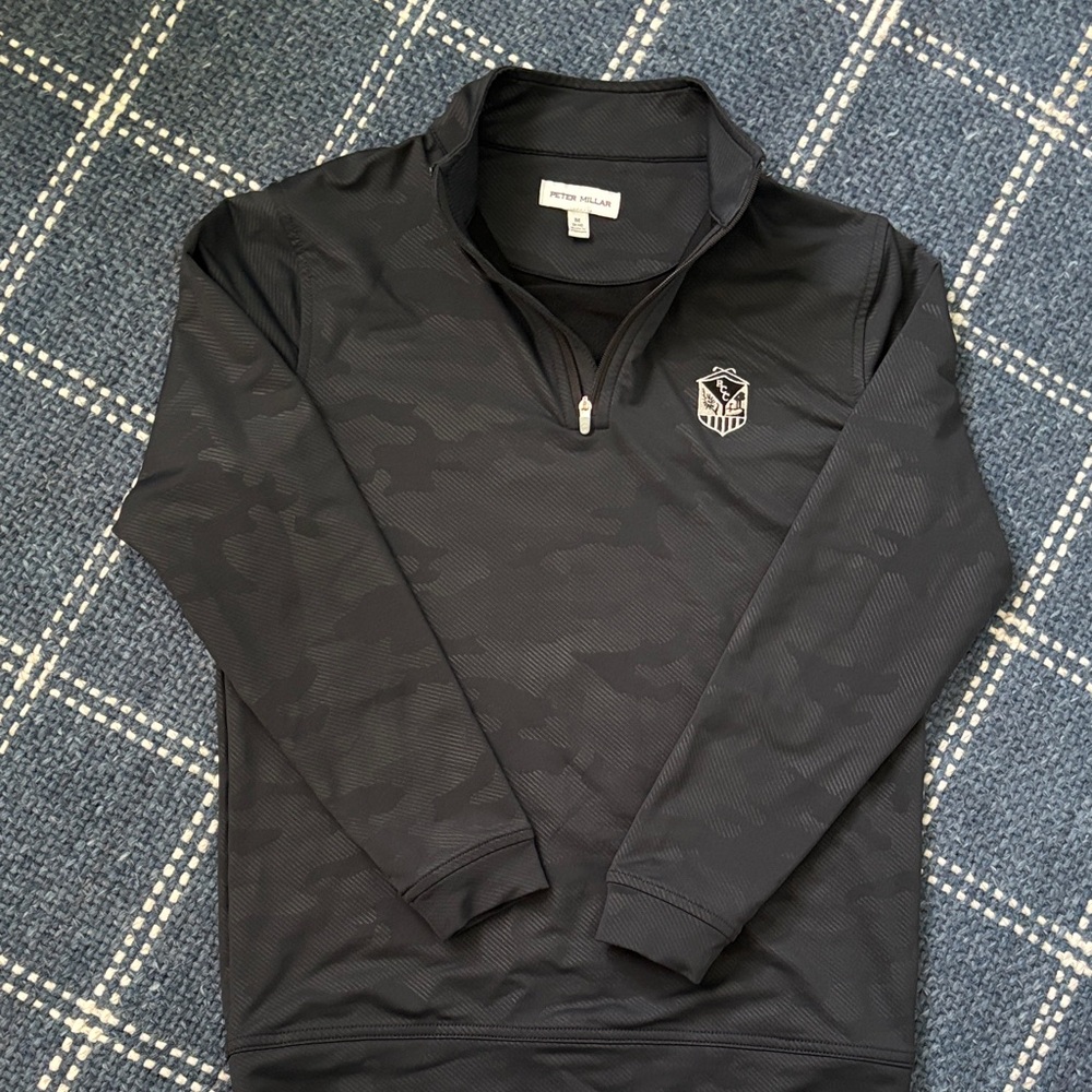 Peter Millar Black Camouflage Quarter-Zip Pullover Youth Medium